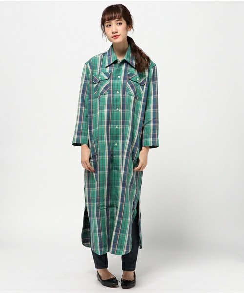 Long Checked Flannel Shirt